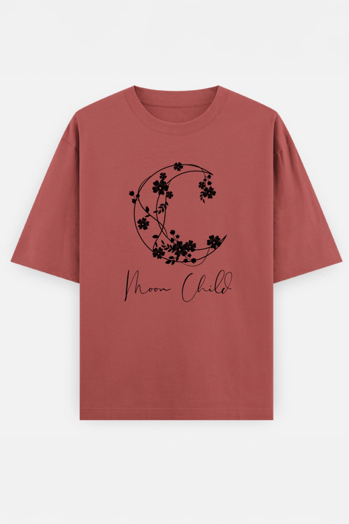 Moon Child Black Design Oversized Tee