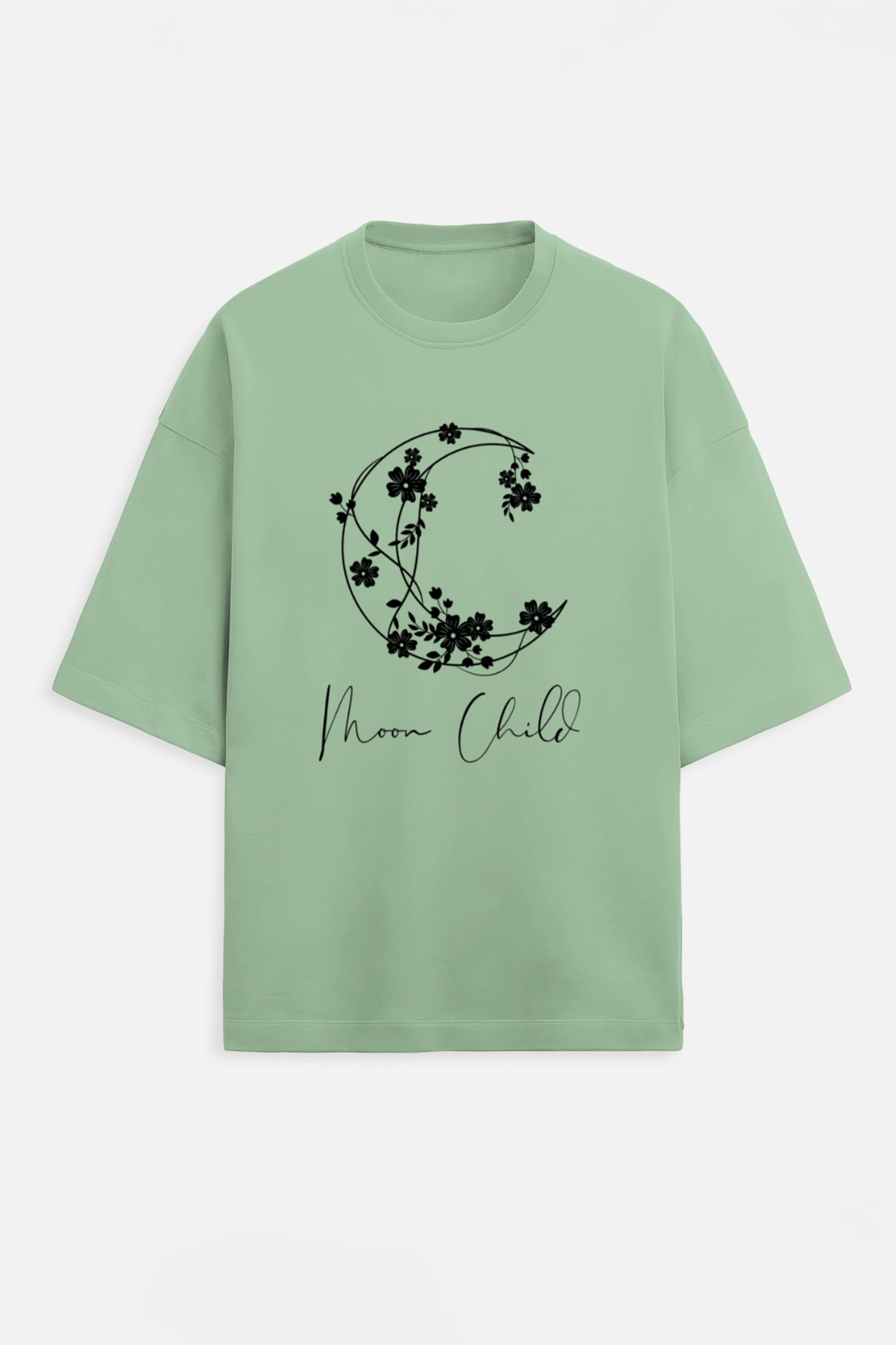 Moon Child Black Design Terry Oversized Tee