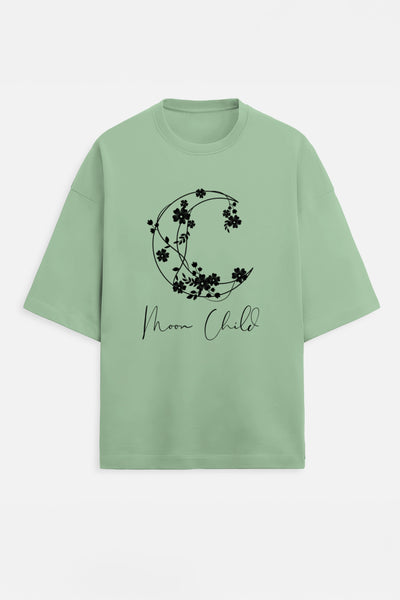 Moon Child Black Design Terry Oversized Tee