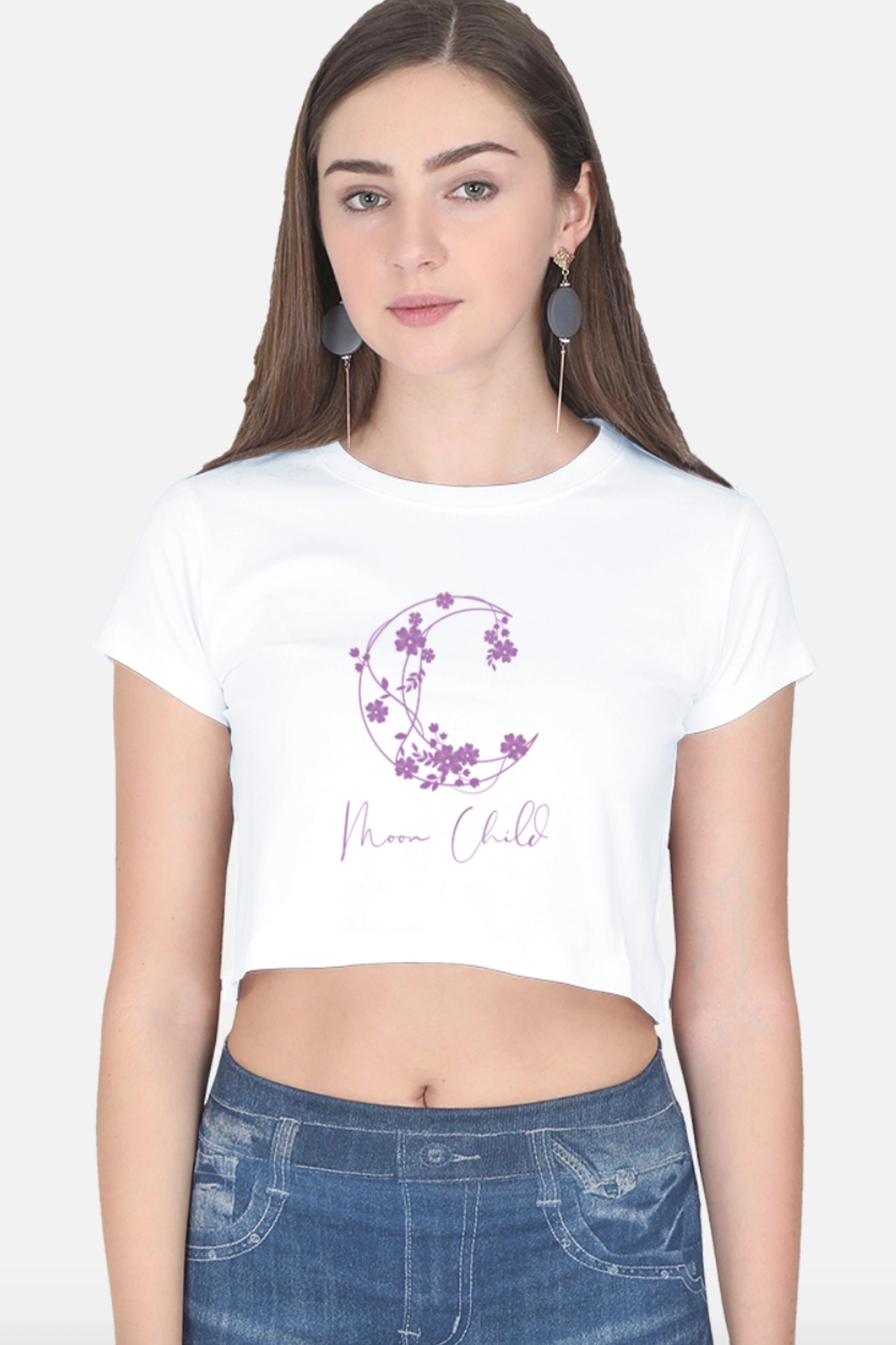 Moon Child Purple Design Crop Top