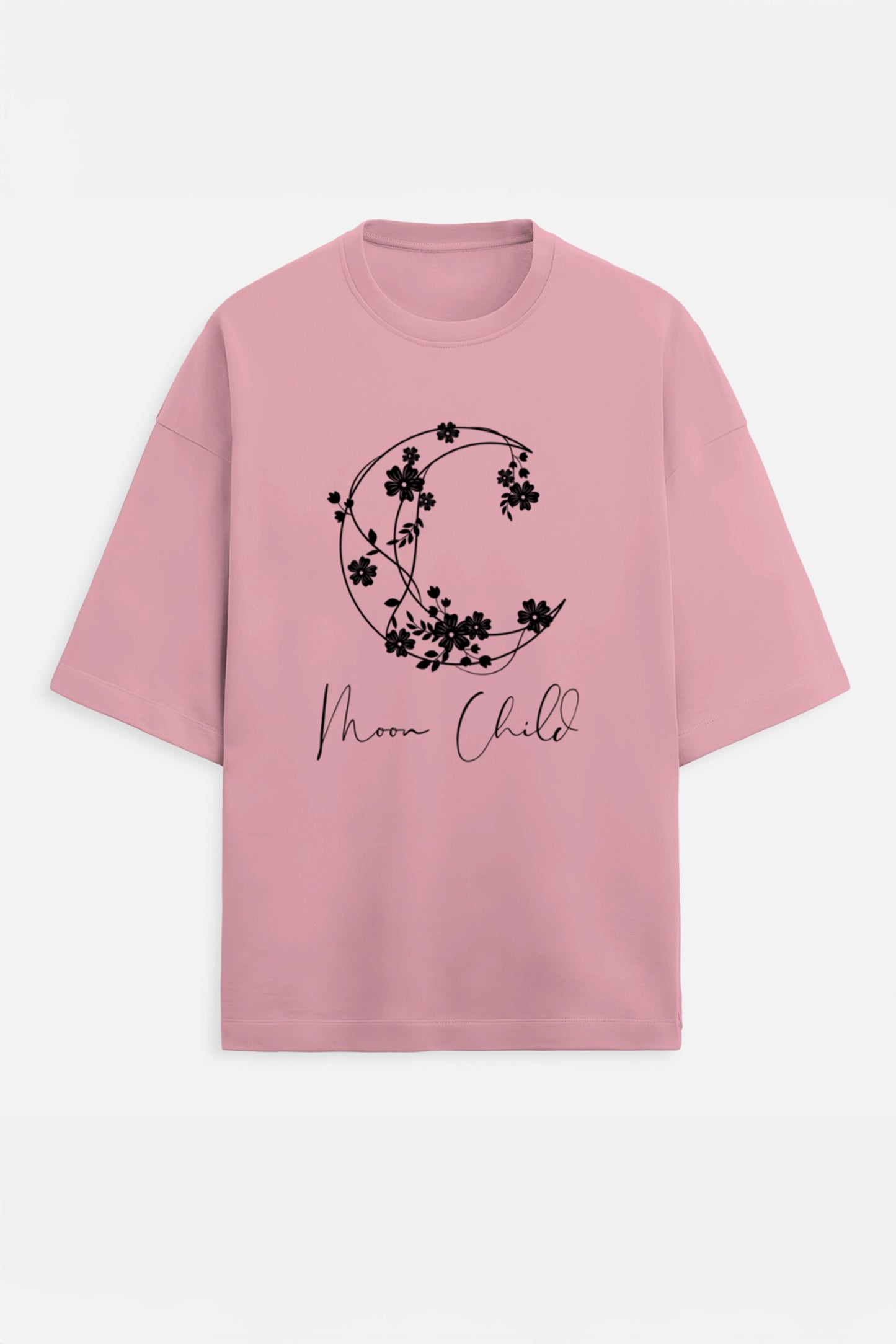 Moon Child Black Design Terry Oversized Tee