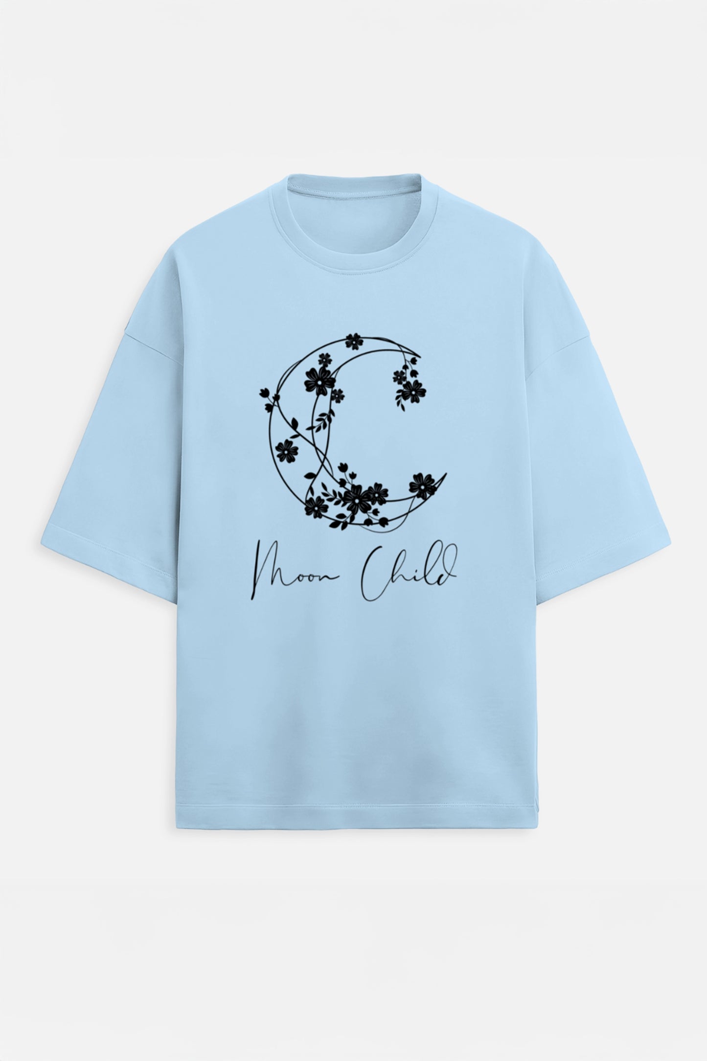 Moon Child Black Design Terry Oversized Tee