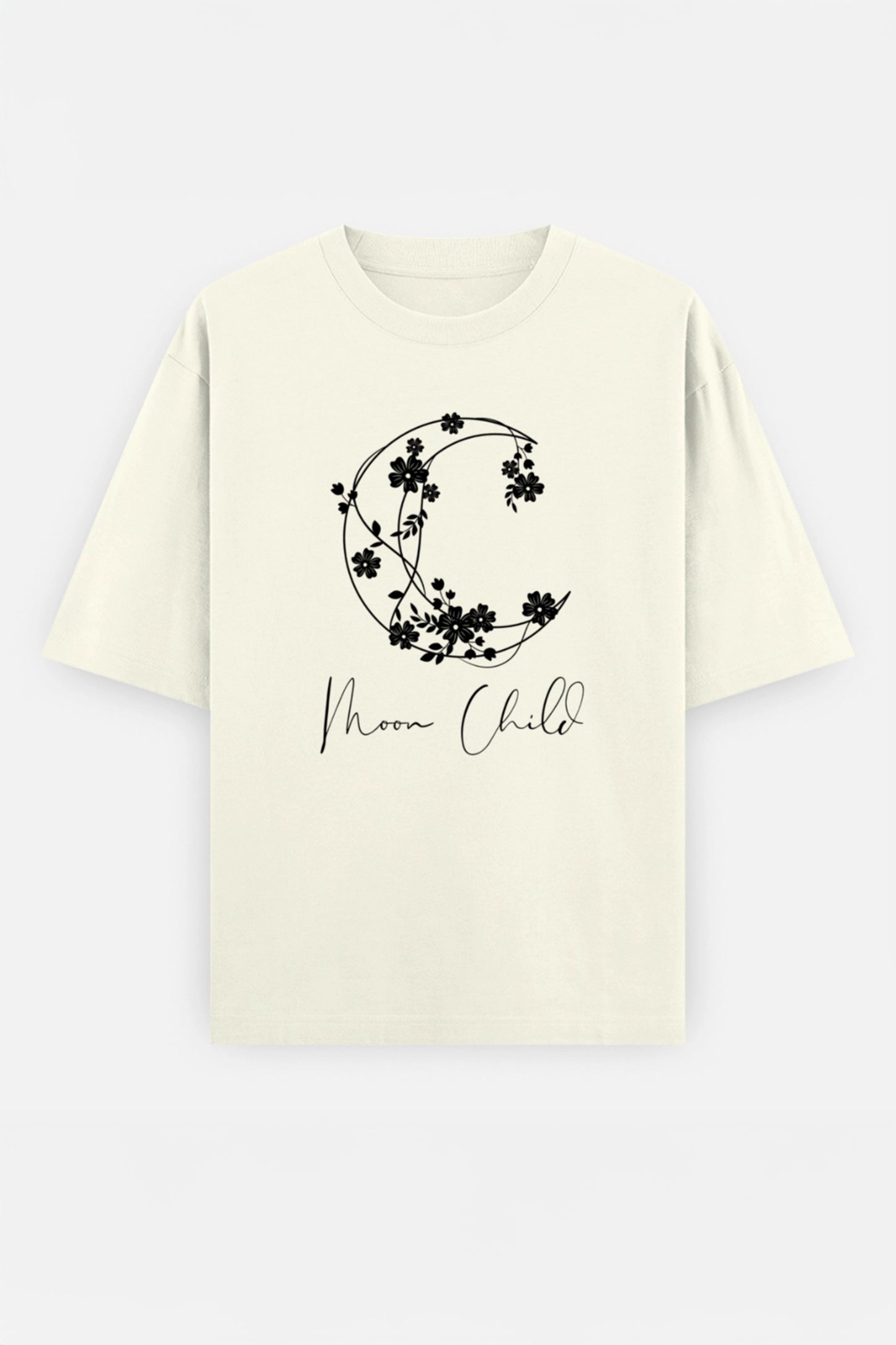 Moon Child Black Design Oversized Tee