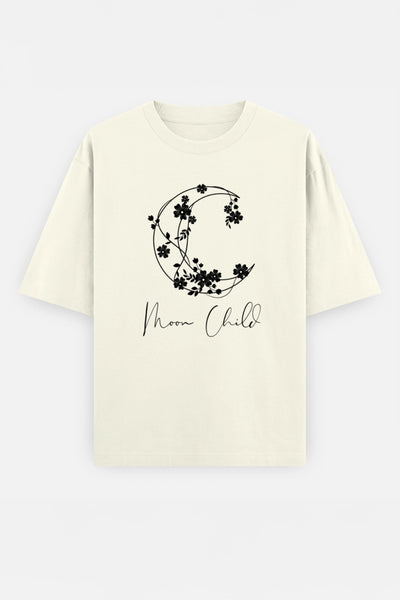 Moon Child Black Design Oversized Tee
