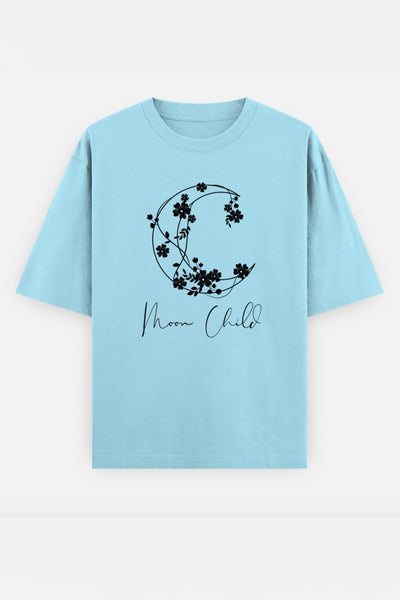 Moon Child Black Design Oversized Tee