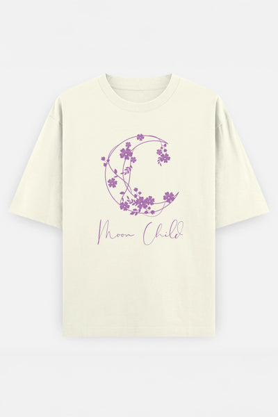 Moon Child Purple Design Oversized Tee