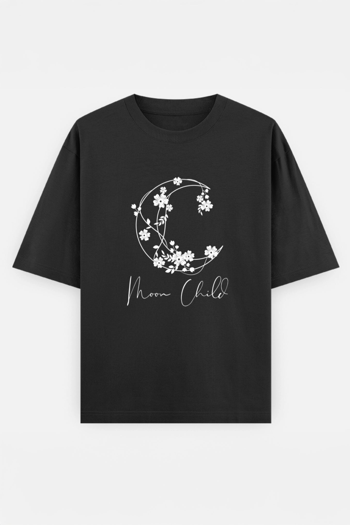 Moon Child White Design Oversized Tee