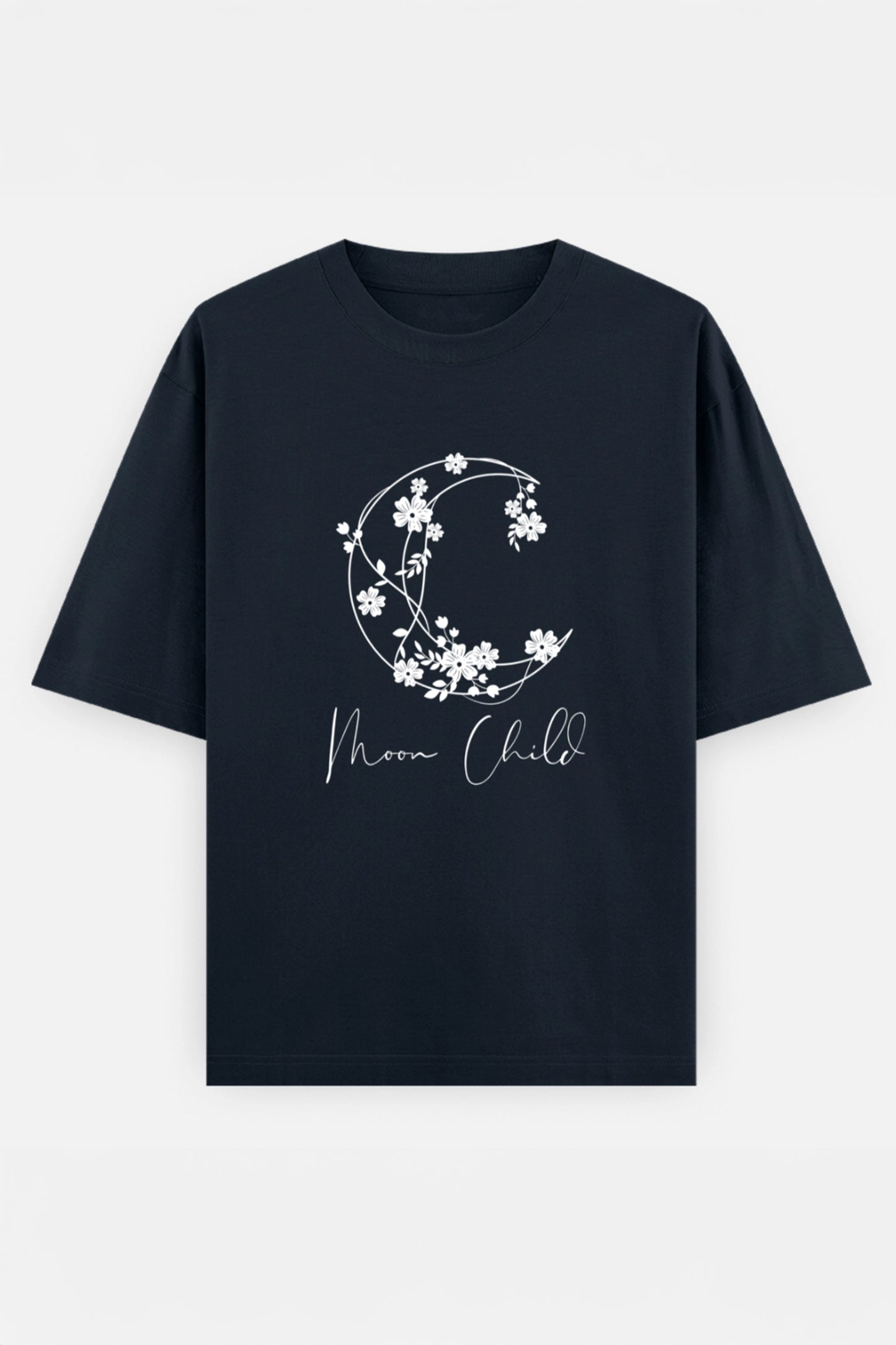 Moon Child White Design Oversized Tee