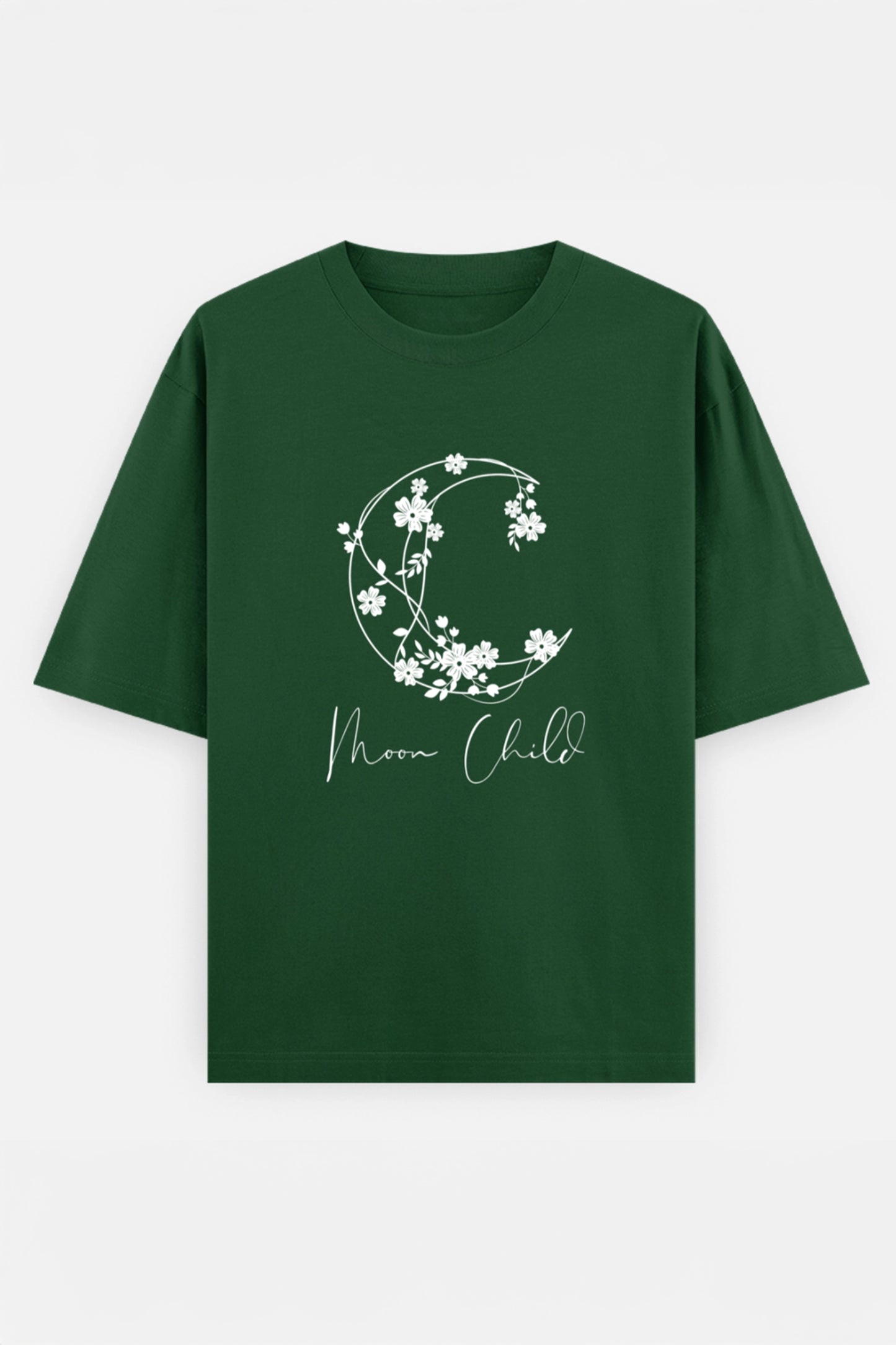 Moon Child White Design Oversized Tee