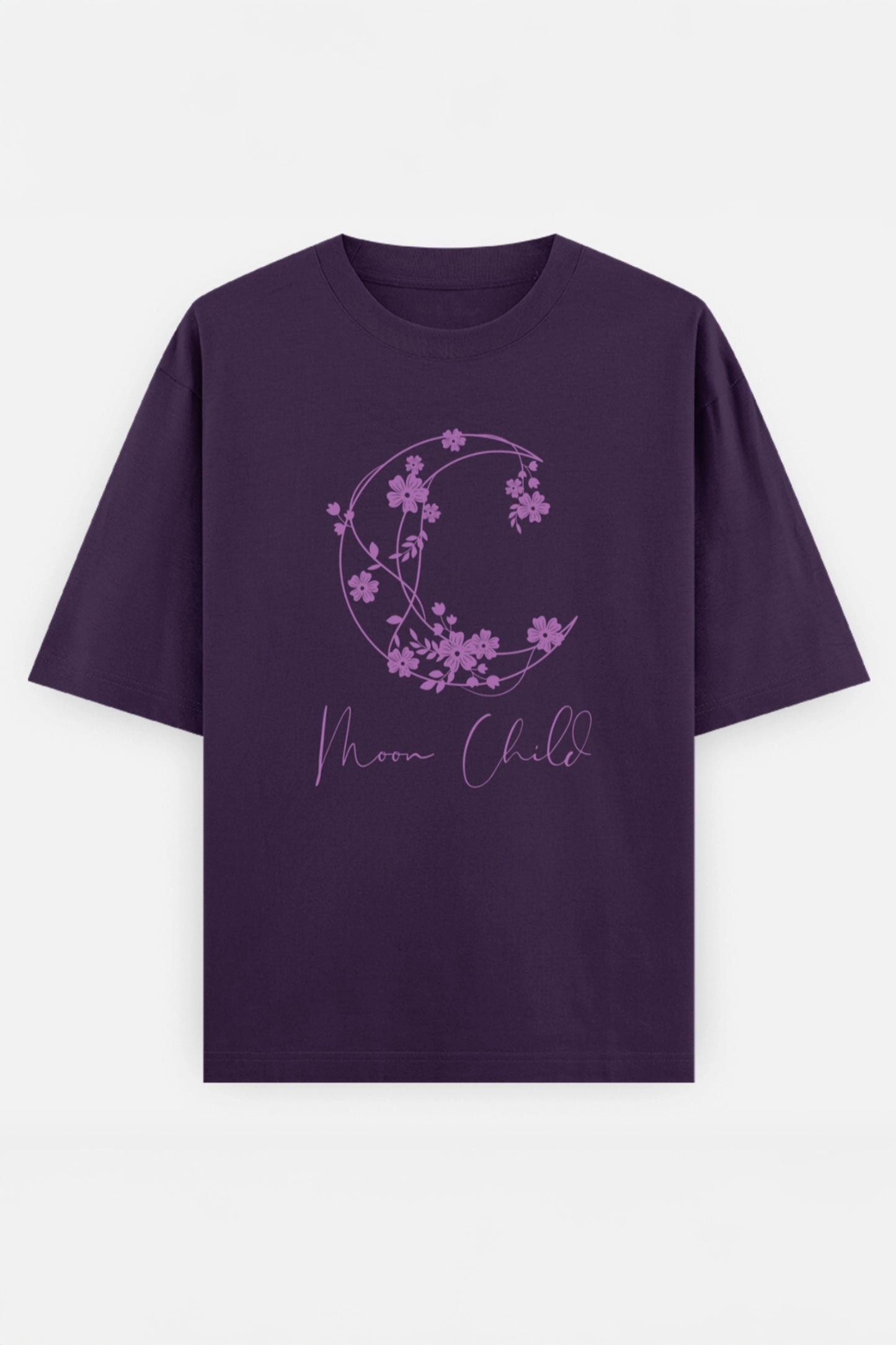 Moon Child Purple Design Oversized Tee