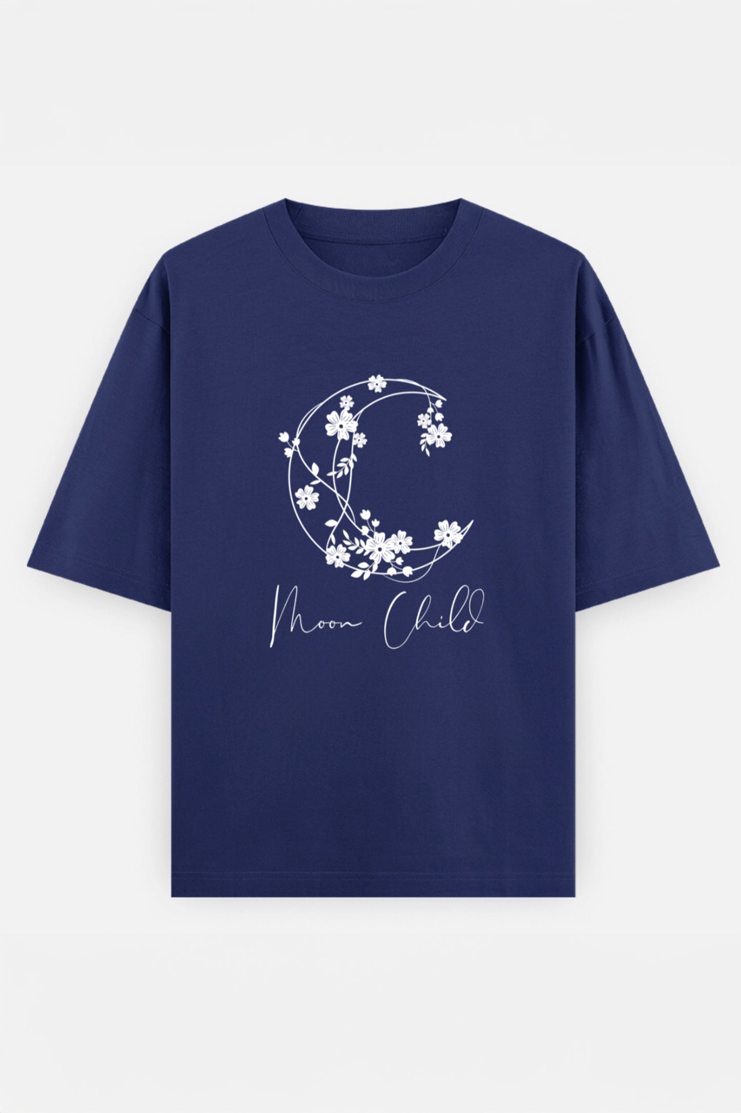 Moon Child White Design Oversized Tee