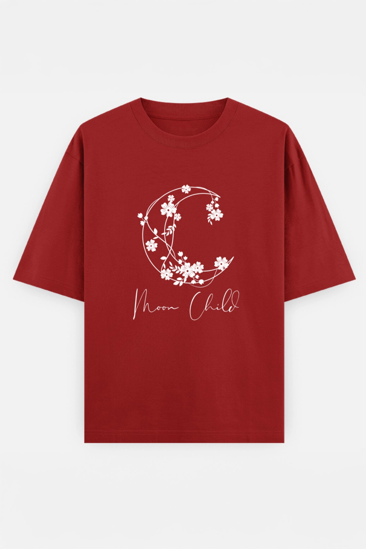 Moon Child White Design Oversized Tee