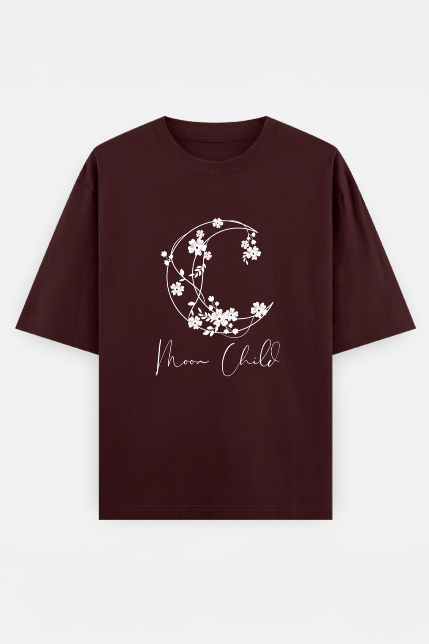 Moon Child White Design Oversized Tee