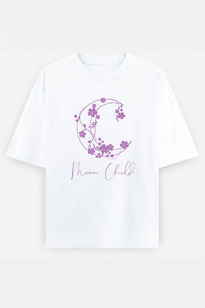 Moon Child Purple Design Oversized Tee