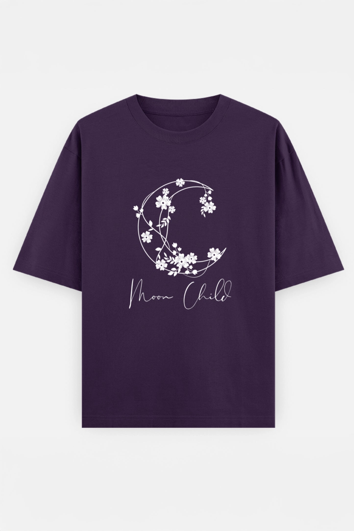 Moon Child White Design Oversized Tee