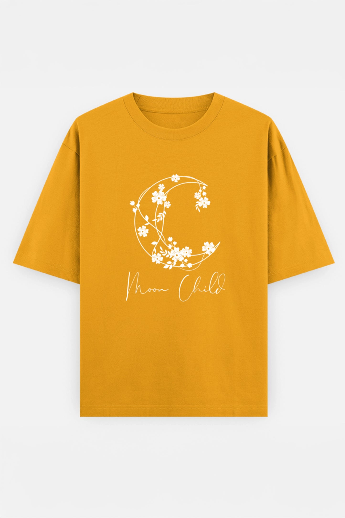 Moon Child White Design Oversized Tee