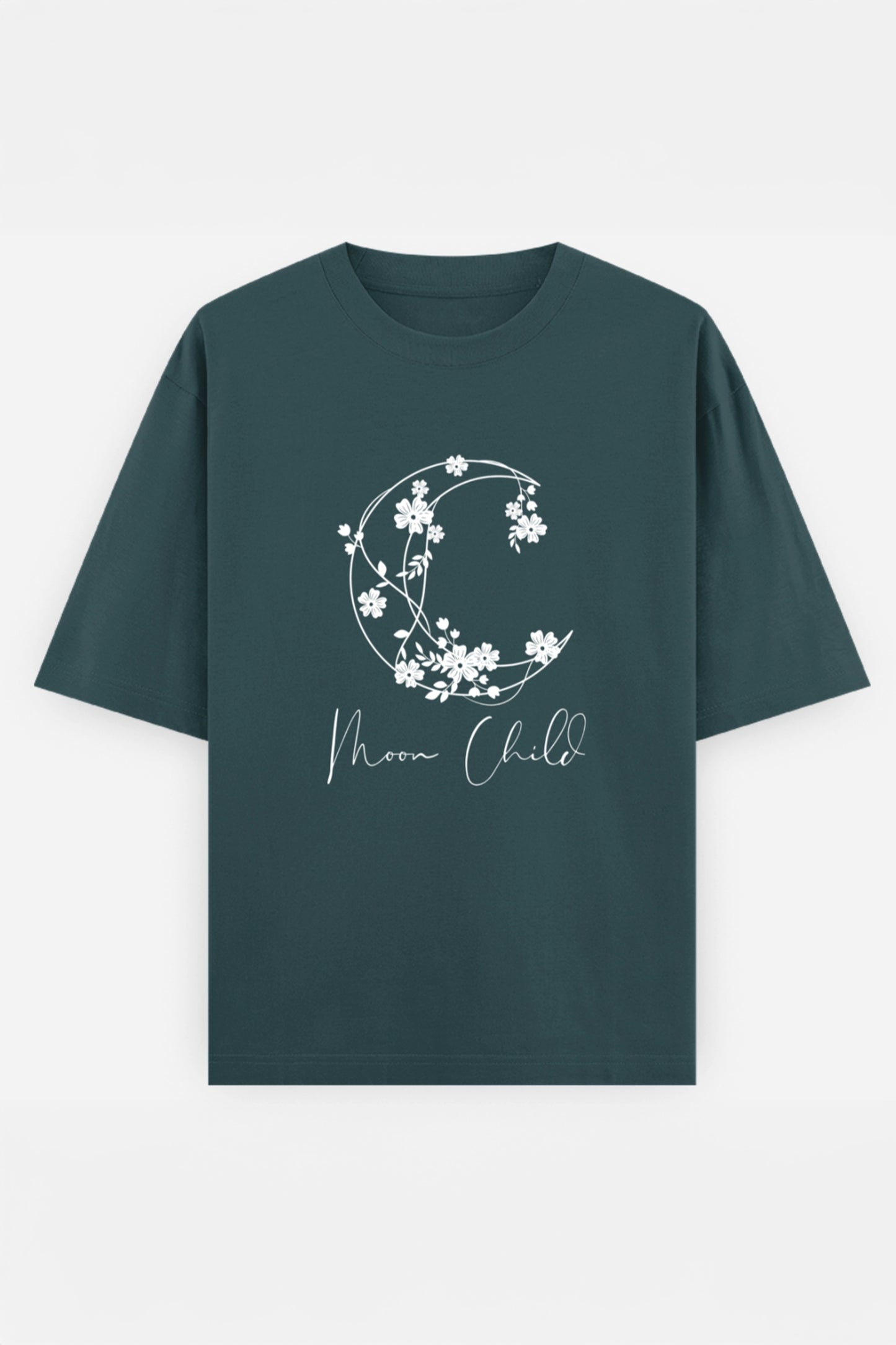 Moon Child White Design Oversized Tee