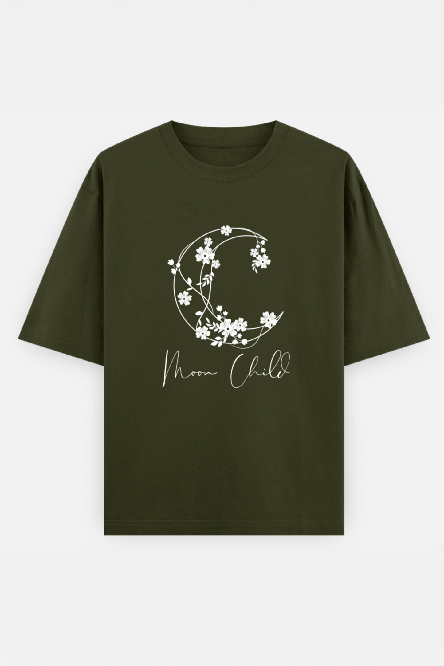 Moon Child White Design Oversized Tee