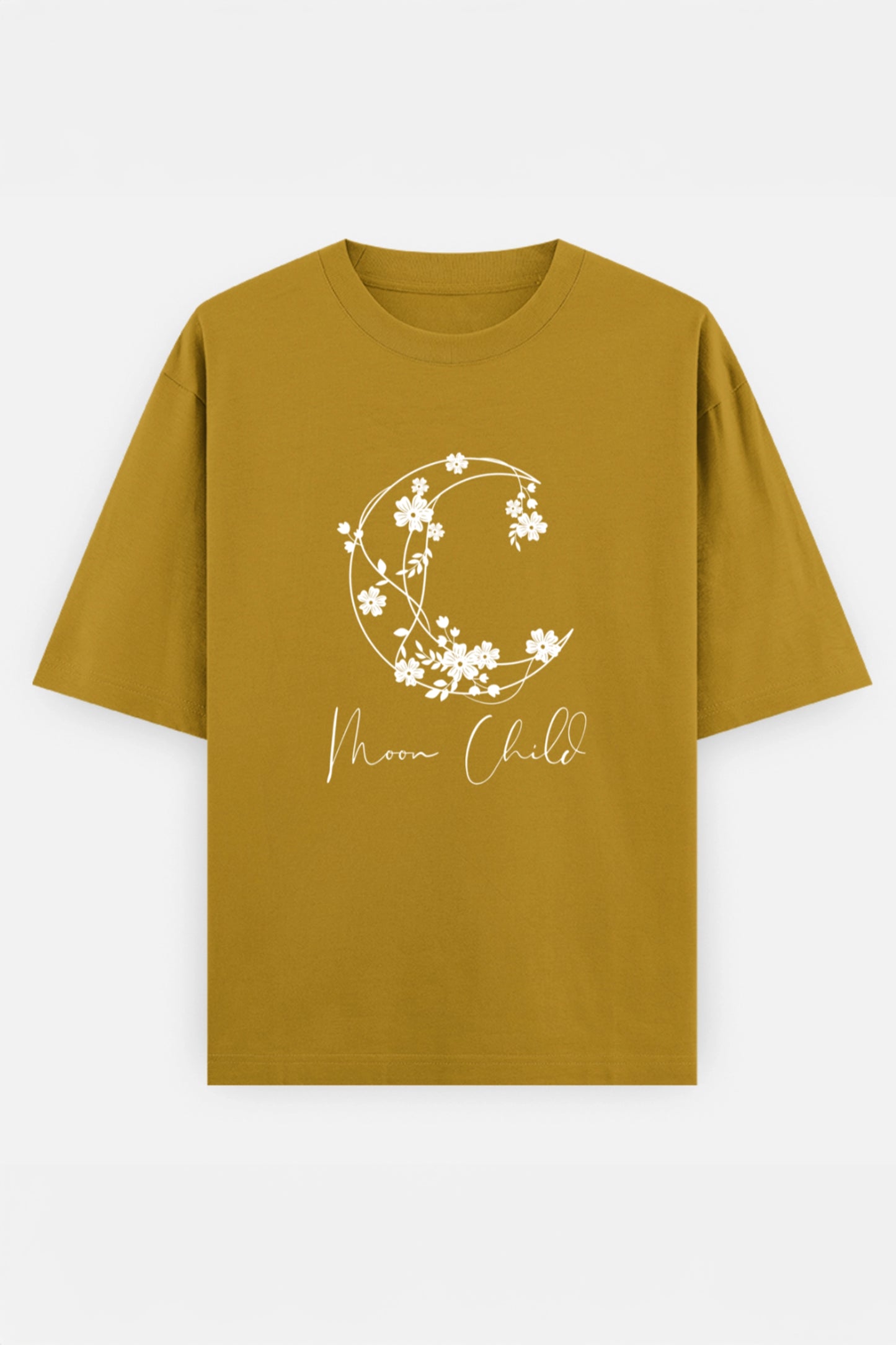 Moon Child White Design Oversized Tee