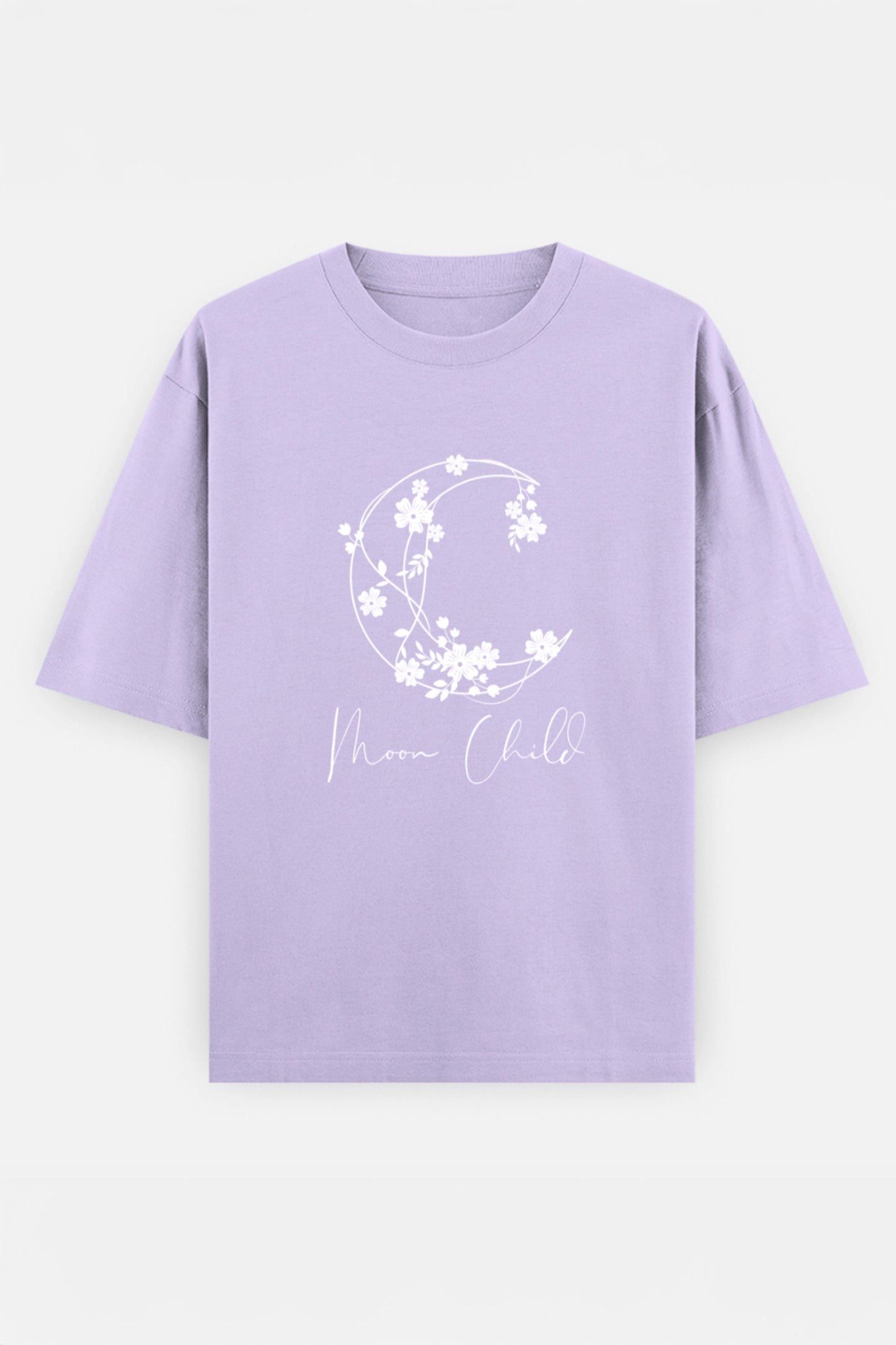 Moon Child White Design Oversized Tee