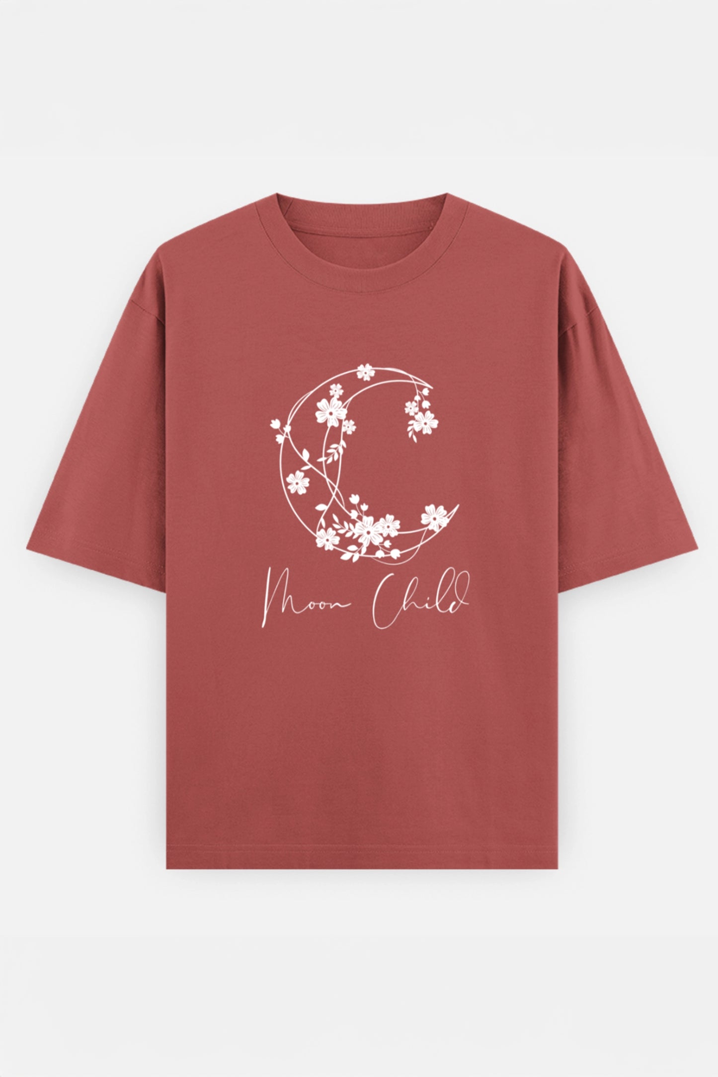 Moon Child White Design Oversized Tee