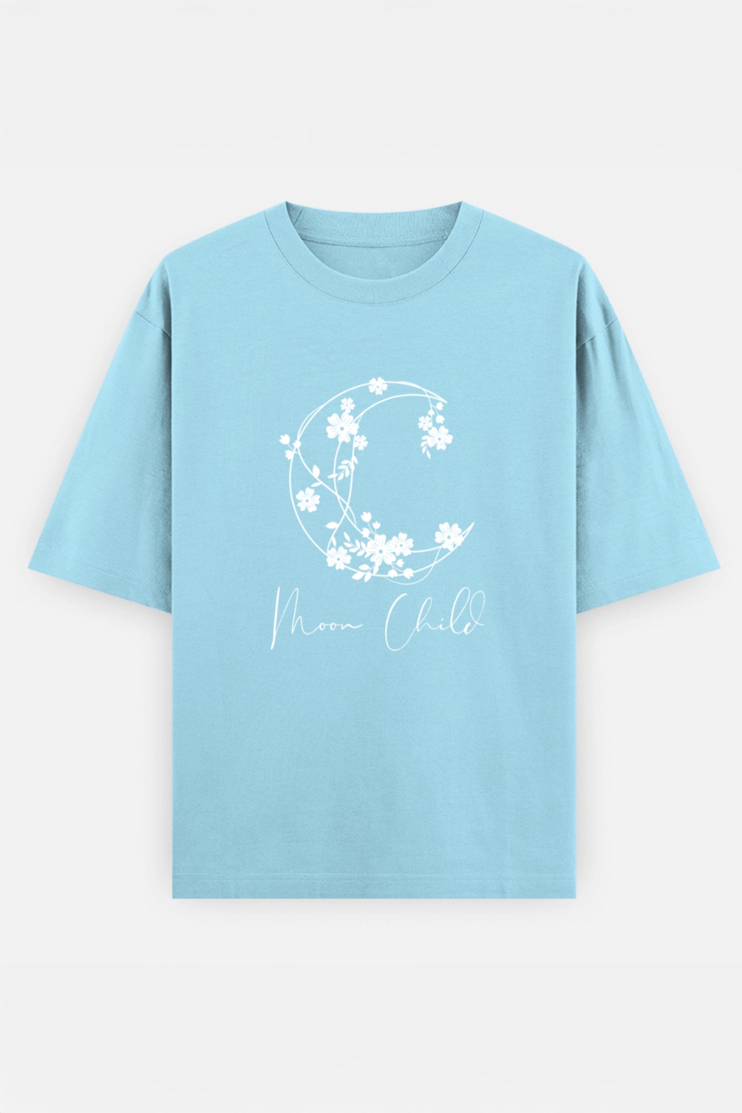 Moon Child White Design Oversized Tee