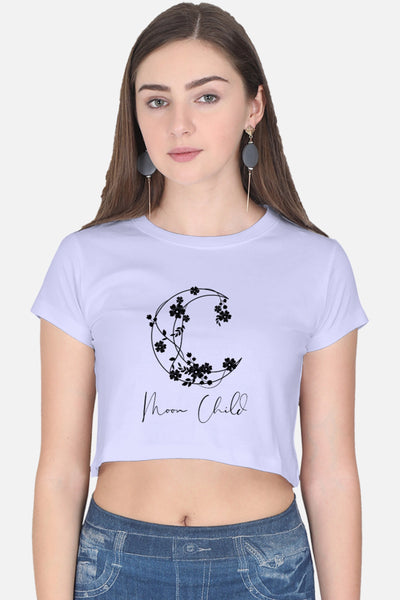 Moon Child Black Design Crop Top