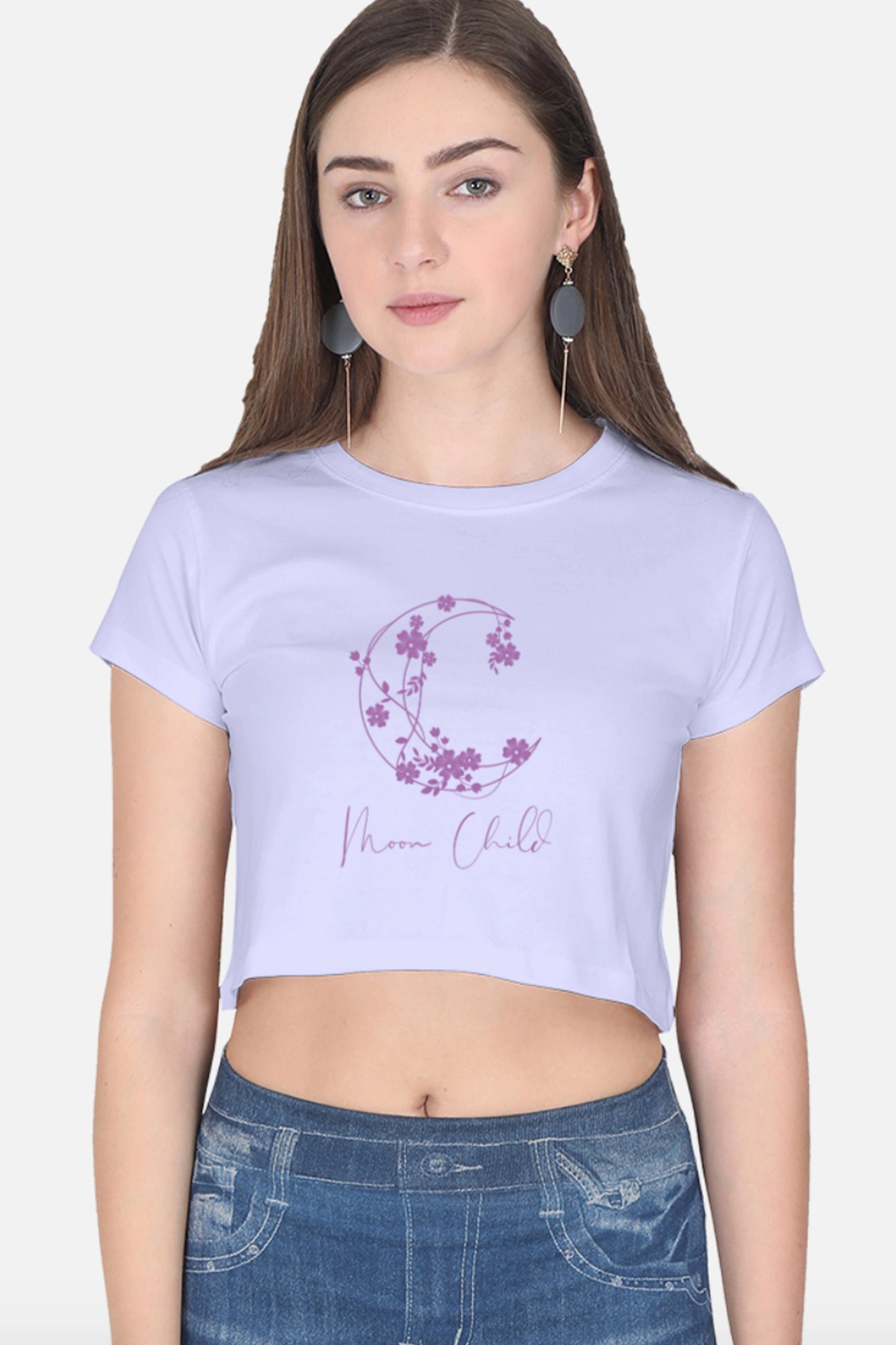 Moon Child Purple Design Crop Top