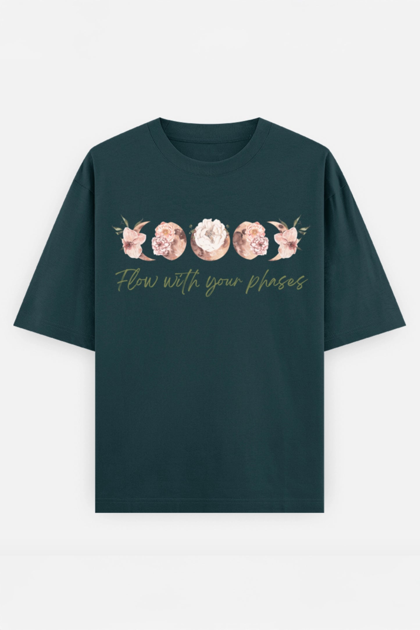 Flow with your phases Oversized Tee (Green)
