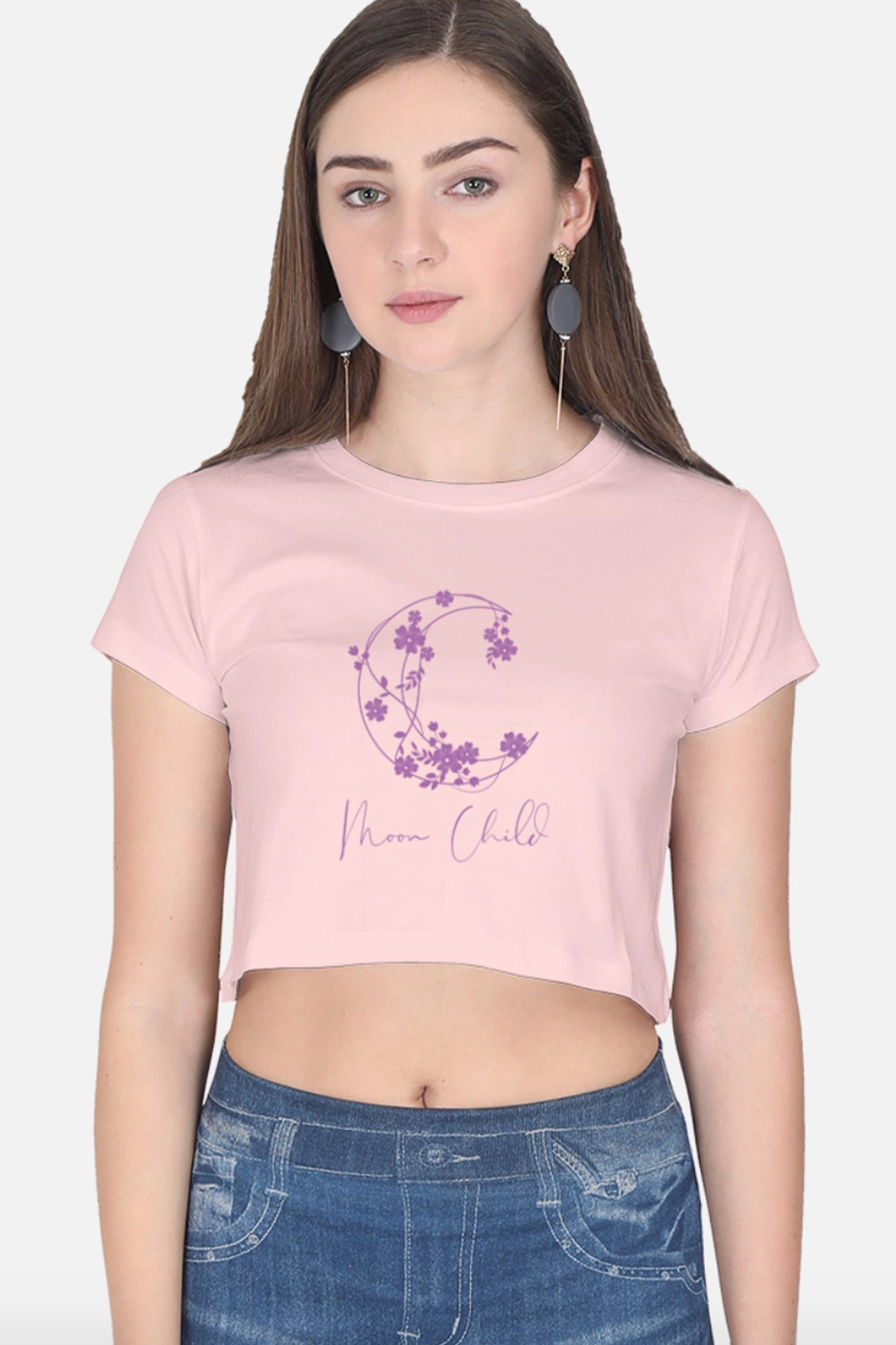 Moon Child Purple Design Crop Top