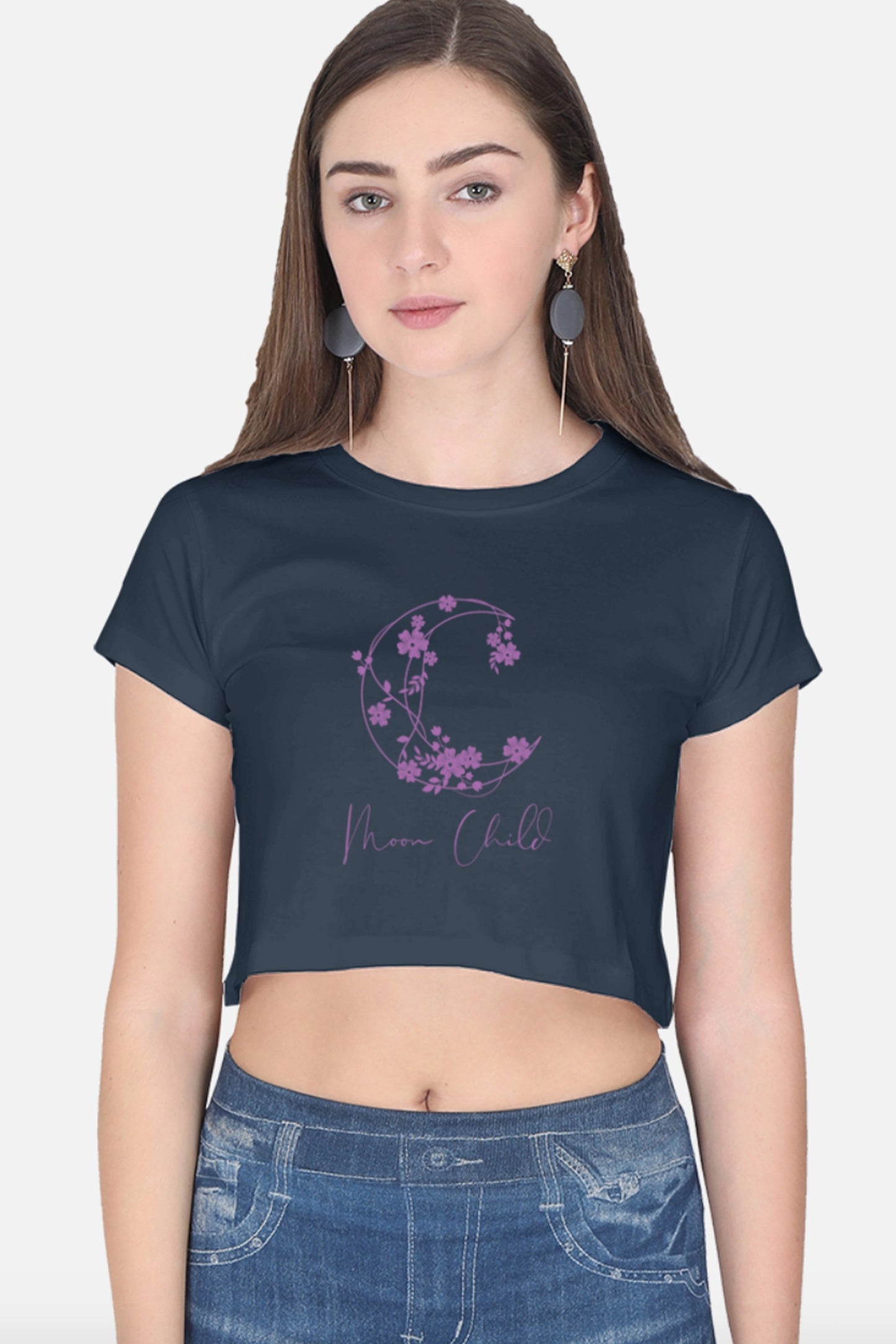 Moon Child Purple Design Crop Top