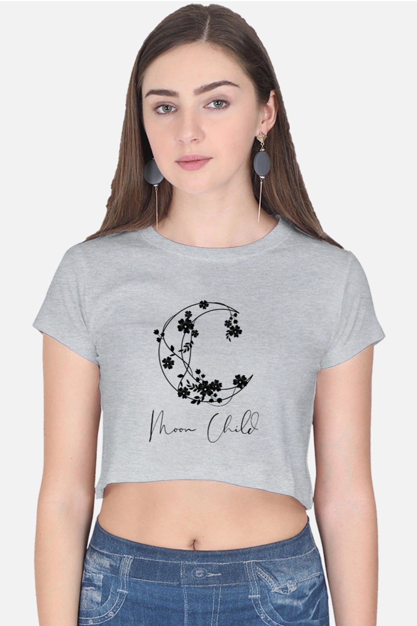 Moon Child Black Design Crop Top