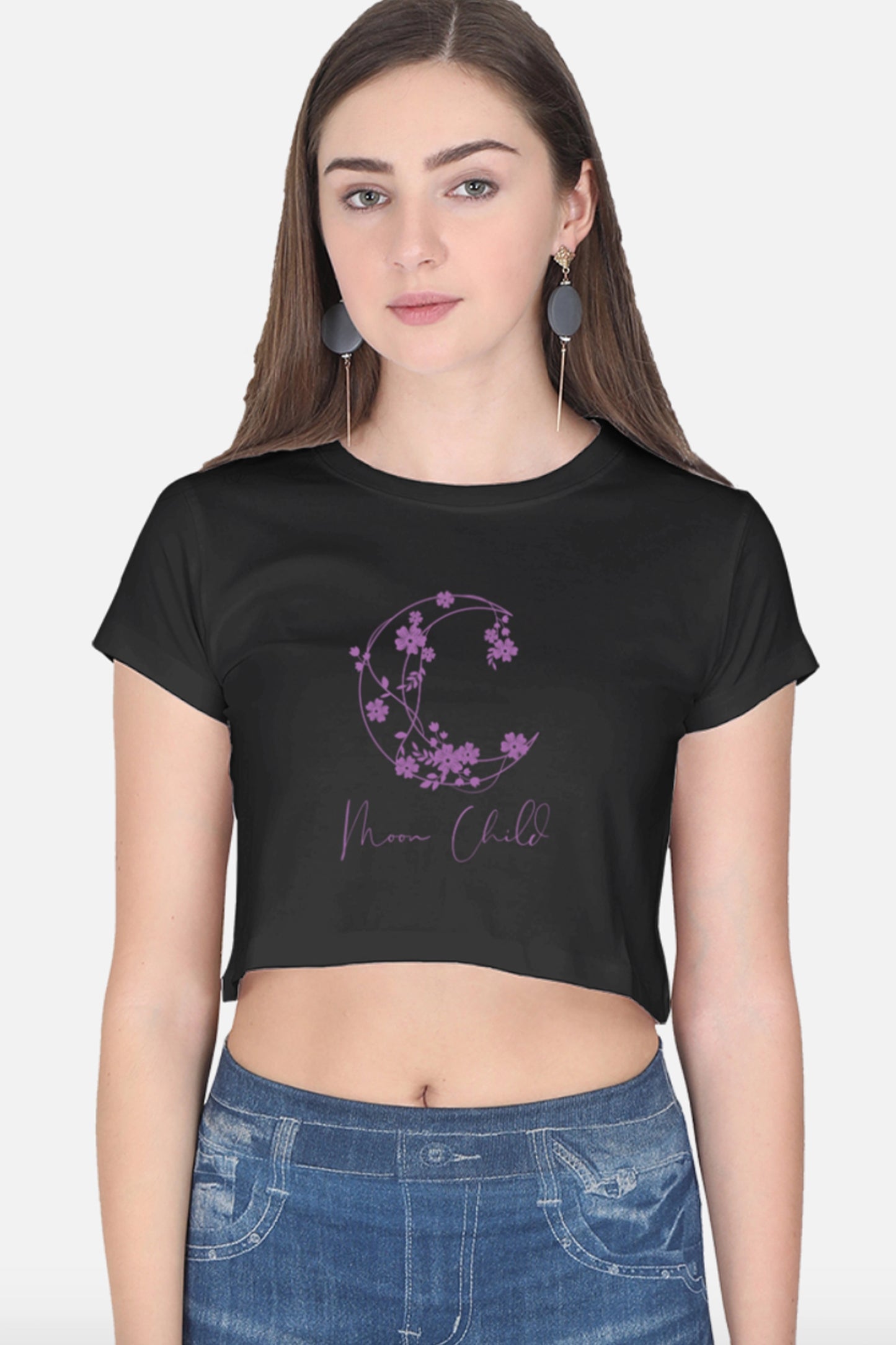 Moon Child Purple Design Crop Top